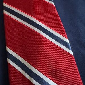 Tommy Hilfiger Red and Navy Striped Tie